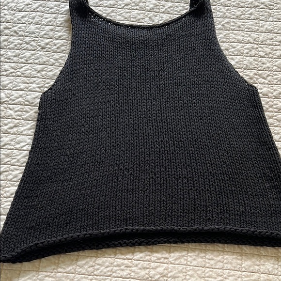 Eileen Fisher chunky cotton knit black sweater tank - Picture 4 of 4